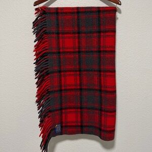 Vintage Pendleton 100% Pure Virgin Wool Red and Gray Plaid Blanket
